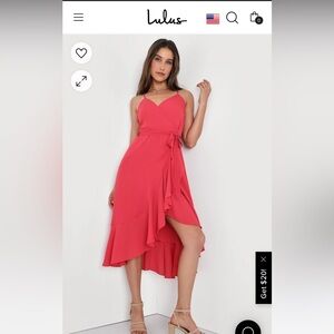 Lulu’s Wrap Dress. Pink. Size S. Worn once. Excellent condition.